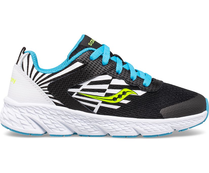 Tenis Saucony Viento Encaje Niños Negros Blancos Azules | México 766SGLO